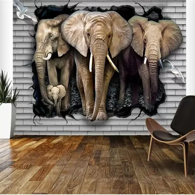 

Custom wallpaper 3d photo mural papel de pared gold embossed elephant background wall restaurant painting living room home decor