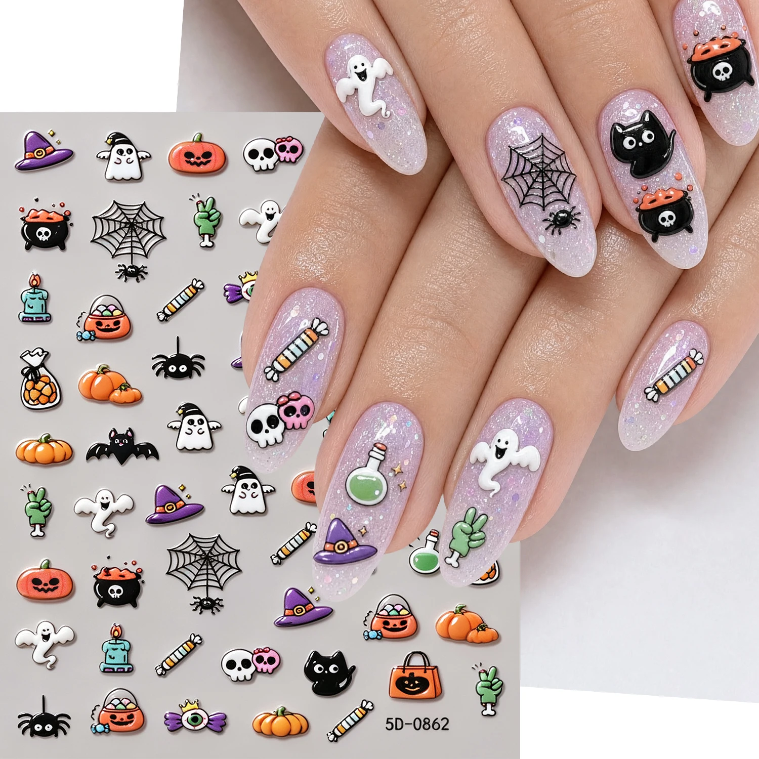 5D Halloween Embossed Cute Gho - Nail Art Vampire ulasan dan harga