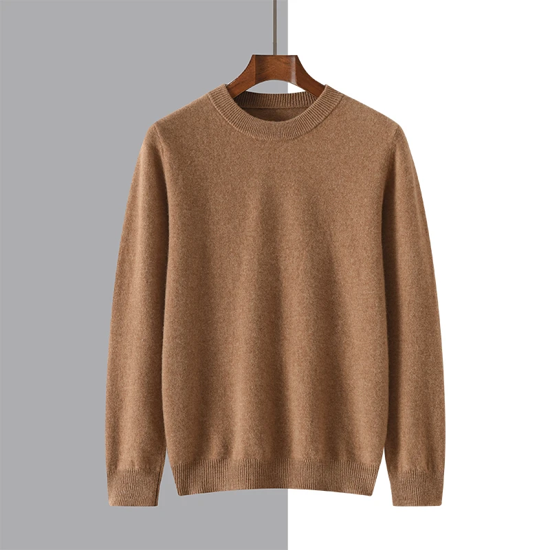 

Chic O-Neck Thick Pullovers High Quality 100% Merino Wool Knitwear Sweater Exquisite Men's Casual Basic Soft Solid Tops
