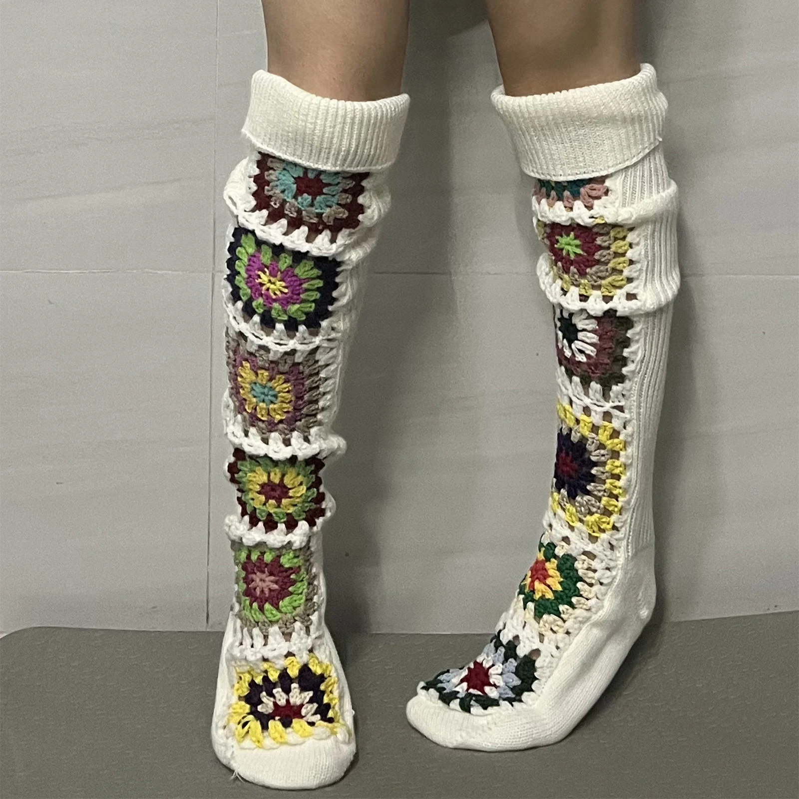 Dourbesty Women Retro Aesthetic Crochet Thigh High Socks Winter Warm Boot Stockings Long Leg Warmers Over The Knee Socks Gifts