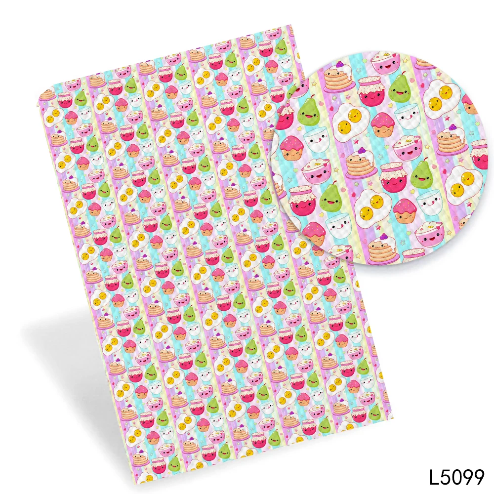 Snack Food Prints Faux Leather 30X136cm for Hairbows DIY Craft Materials Accessories