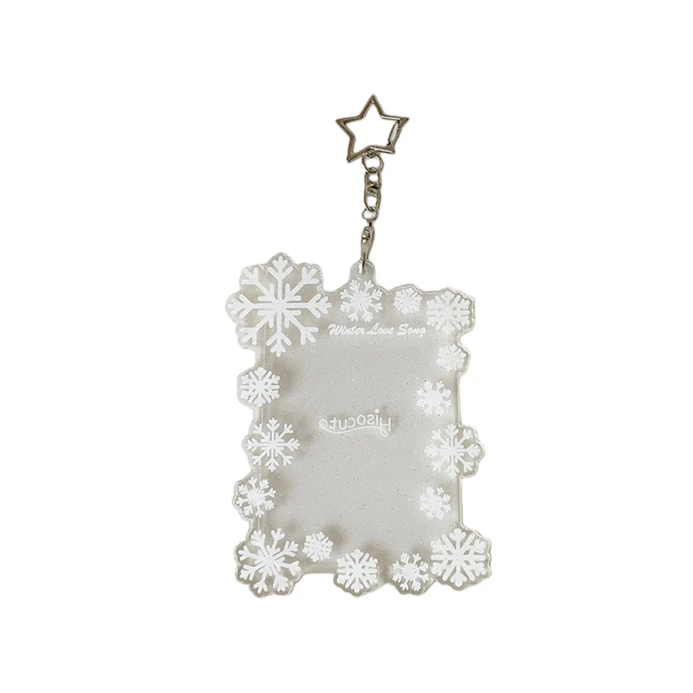 

Держатель для фотокарточек со снежинкой, легкий 3-дюймовый держатель для карт, жесткий чехол для карт, кристально чистый для праздничных воспоминаний, фотодисплей