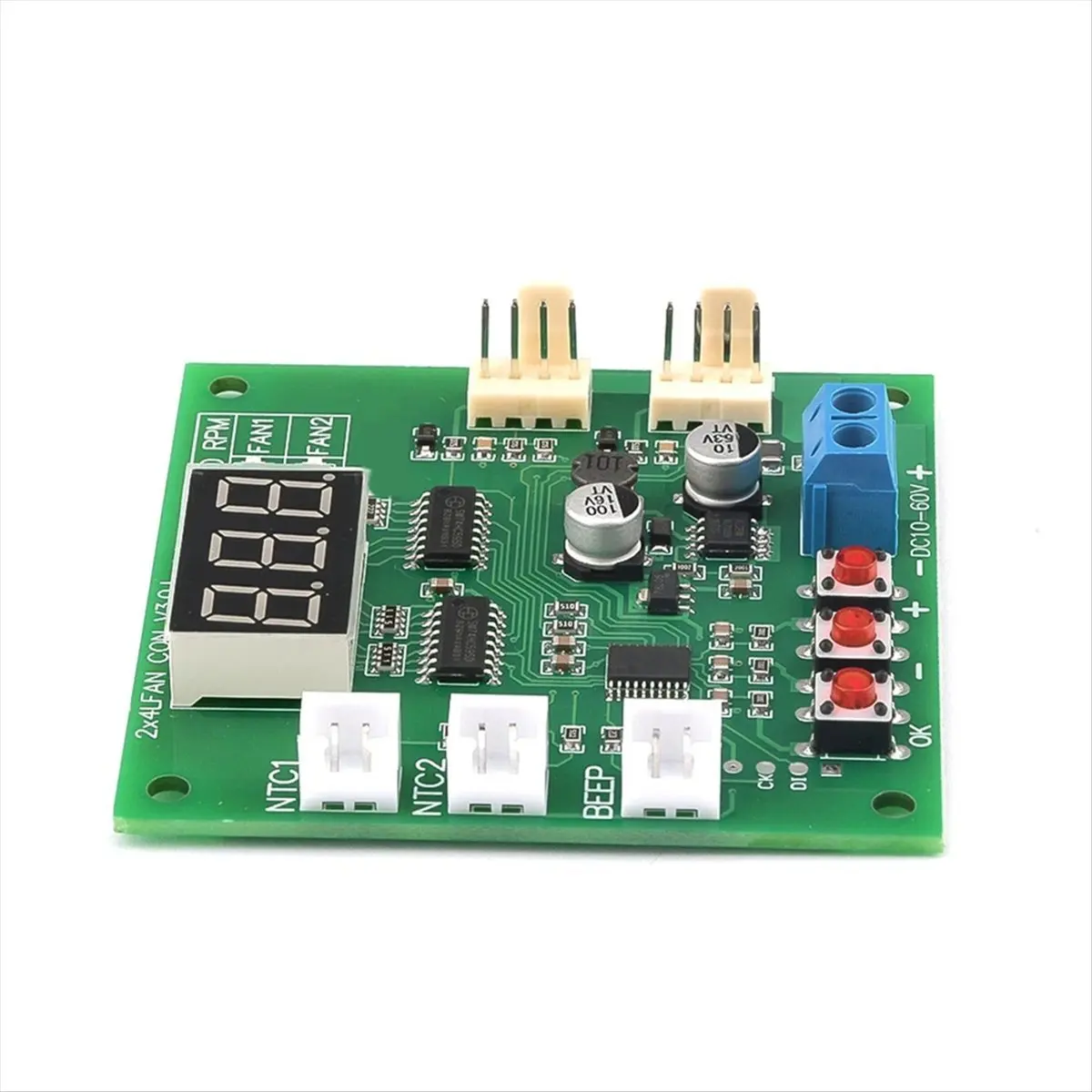 [ABJZ] 2 Channel 4 Wire DC 12V 24V 48V PWM Motor Fan Speed Controller Digital Display Governor Temperature Control