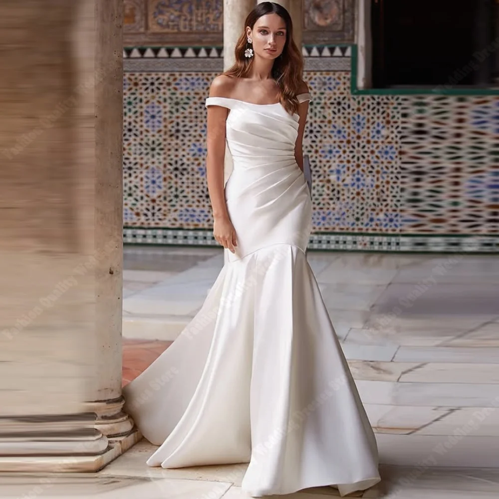 قبالة الكتف حورية البحر النساء فساتين الزفاف الحبيب طوق زي العرائس المشاركة مأدبة Vestidos De Novias مخصصة