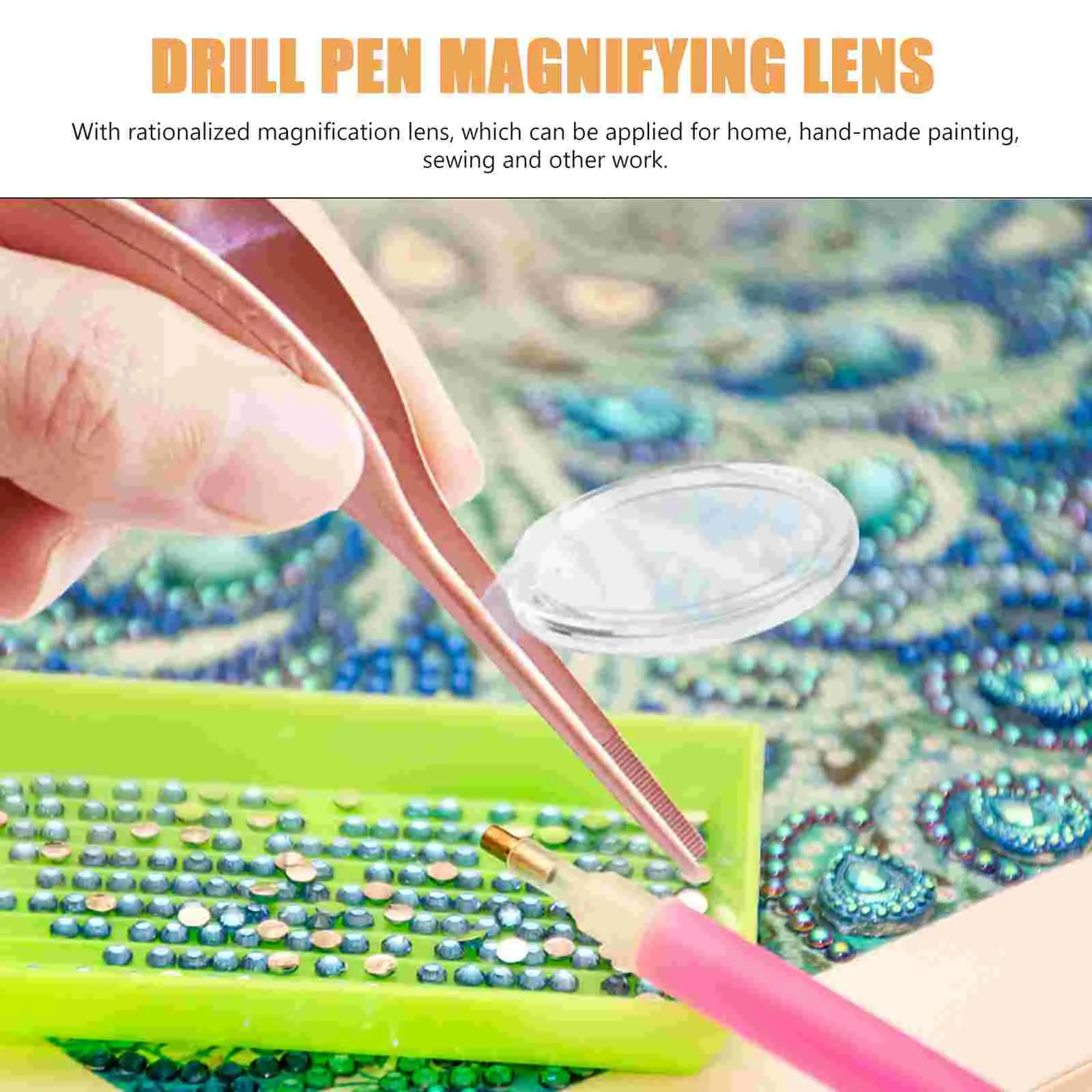 10 Pcs Point Drill Pen Magnifier for Rhinestone Sticky Embroidery Handheld Magnifying Glass Lens Tool