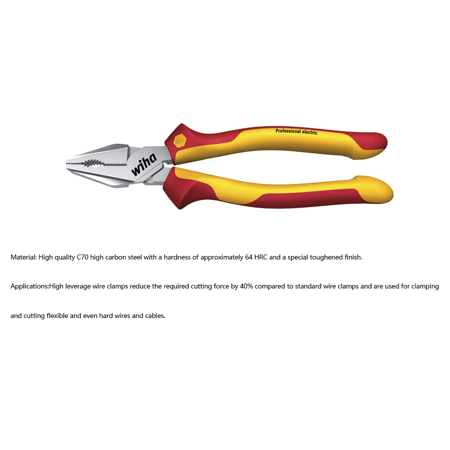 WIHA Insulated Combination Pliers Multi-Purpose Pliers Heavy-Duty 200 mm German Electrical Engineering Association 26714