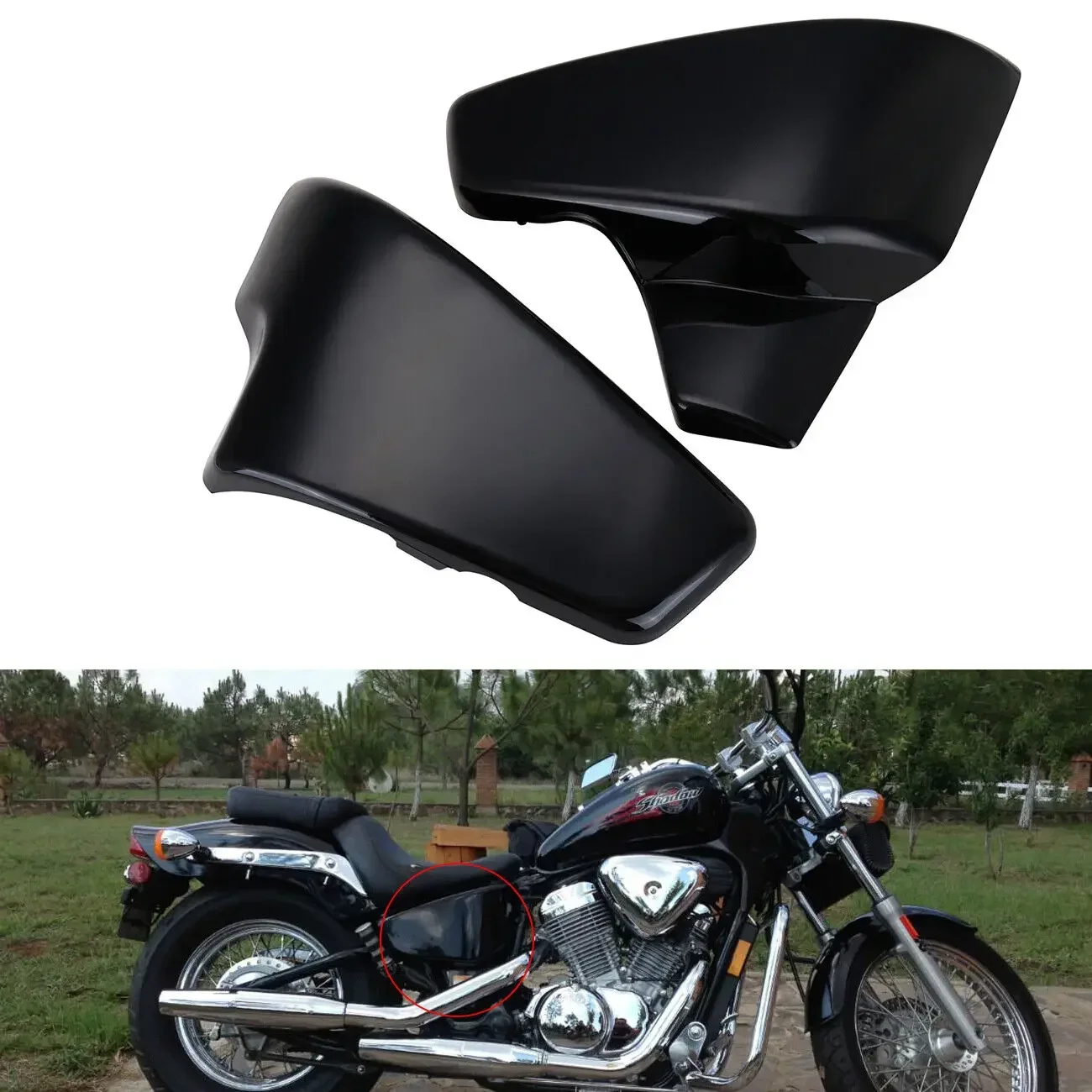 

Motorcycle Side Battery Cover Fairing For Honda Shadow VLX600 1999-2008 VT600C VT600CD Deluxe 1999-2007 Steed 400 / 600 99-07