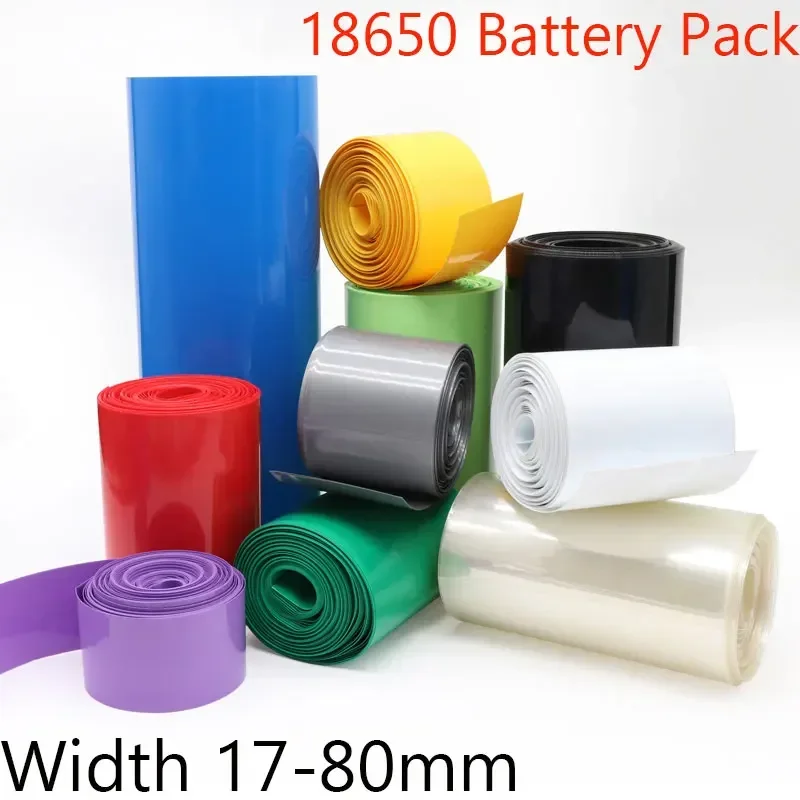 18650 Pvc Shrink Film Lipo Battery PVC Heat Shrink Tube Pack Width 17mm~80mm Insulated Film Wrap lithium Case Cable Sleeve Blue