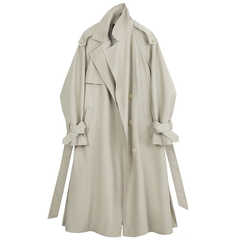 

SuperAen 2024 Women's Spring New Style Casual Solid Color Trench Coat