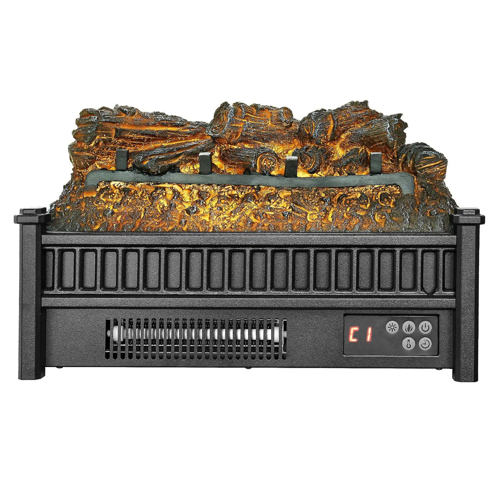 

20 Inch Electric Fireplace Log Heater with Remote 5 Flame Brightness Timer