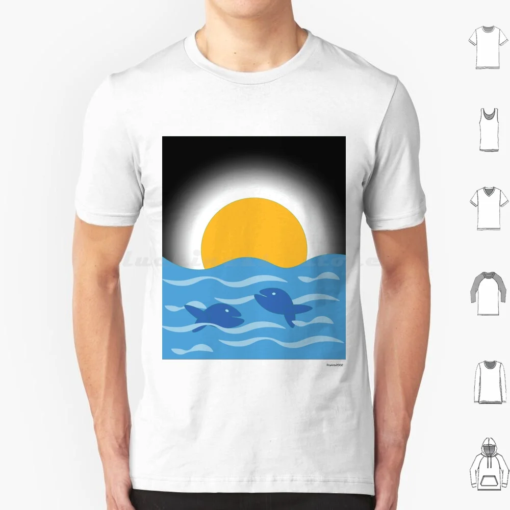 Fish On The Water With Sun Rise-Fish T Shirt Big Size 100% Cotton Retro Sandworm Surfing Surf Surfer Beach Distressed Style
