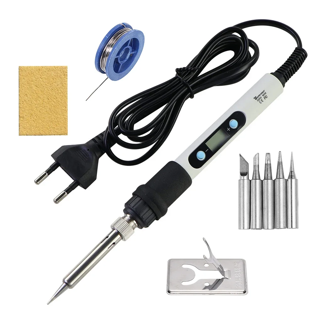 

60W 80W Electric Soldering Iron LCD Digital Display Adjustable Temperature Welding Repair Tools 220V / 110V Solder Wire Tips