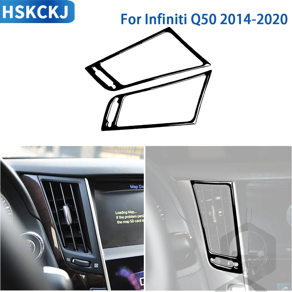 

For Infiniti Q50 2014-2020 Accessories Car Black Plastic Interior Center Air Outlet Frame Trim Sticker Decoration