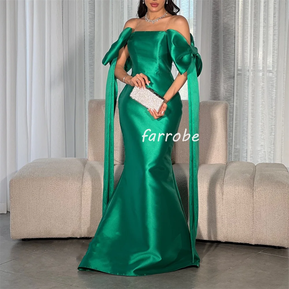 Tamanhos de moda personalizados disponíveis arco plissado sereia fora do ombro vestidos longos sob medida vestidos de ocasião estilo moderno