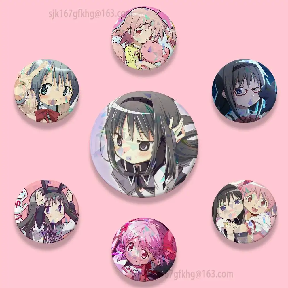 Puella Magi Madoka Magica Cartoon Badge Stage Brooches on Backpack Clothes Handmade Round Enamel Pins for Jewelry Bag Accessory
