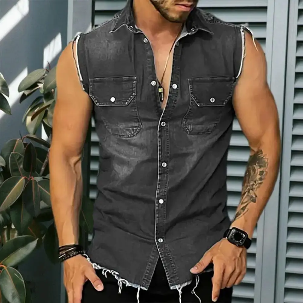 

Singlebreasted Lapel Svel Vest Jaet with Flap kets for Men Casual Sportswear Autumn Season Seven Quarter Sve