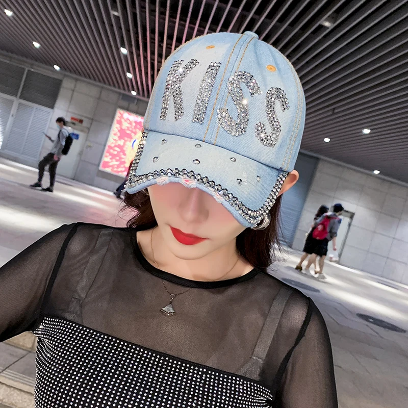 Sequins Baseball Cap Rhinestone Letter Women Spring Summer Sun Hat Outdoor Korean Cowboy Visor Cap Female New