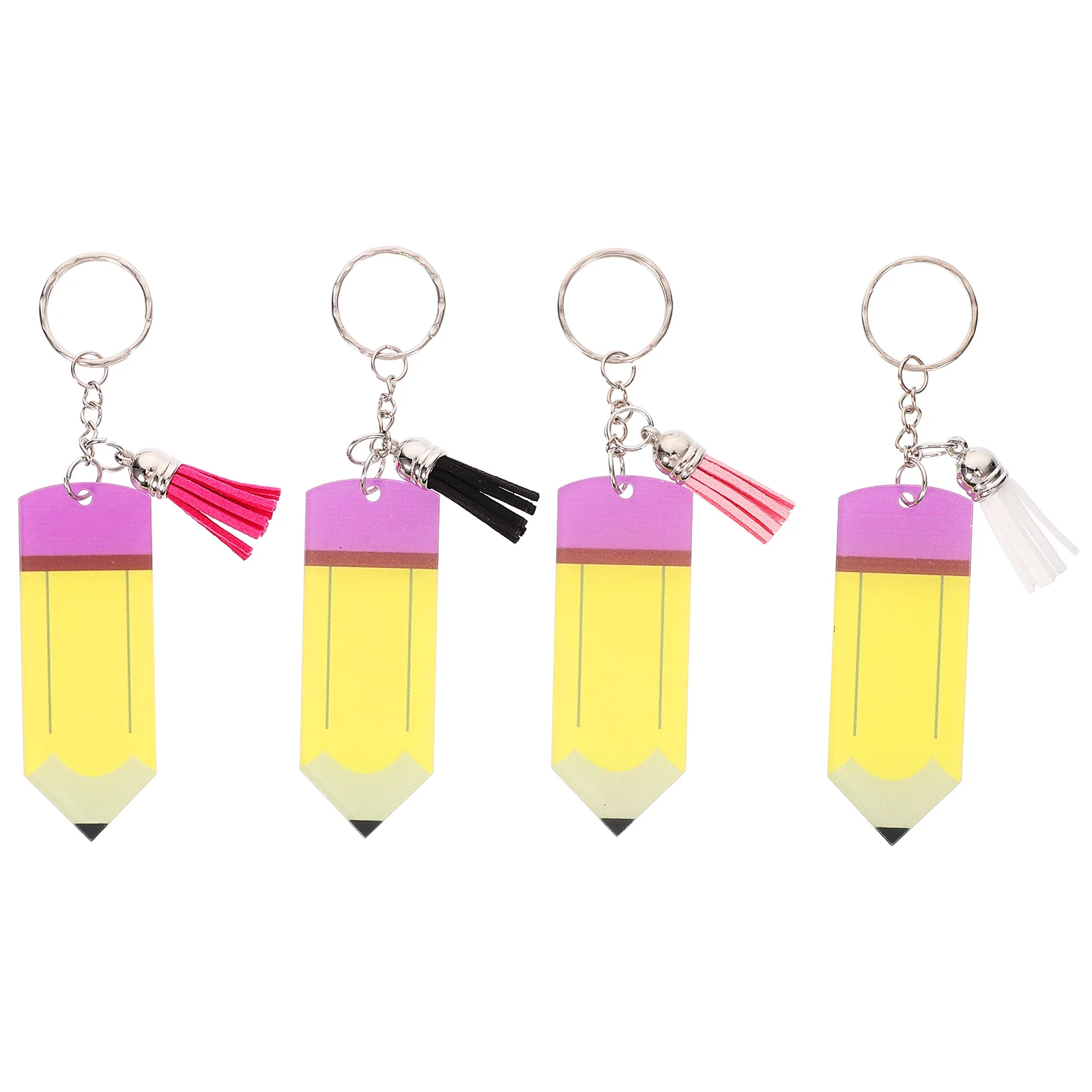 

4Pcs Acrylic Pencil Keychains Delicate Tassel Key Rings Back to School Graduation Gifts Bag Pendant Cute Key Hanging Decor