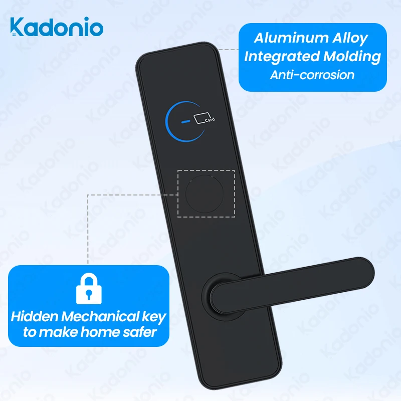 Kadonio-cerrojo eléctrico portátil e inalámbrico, cerraduras de puerta con Sensor Rfid inteligente, TTLock con tarjeta para hoteles, precio barato