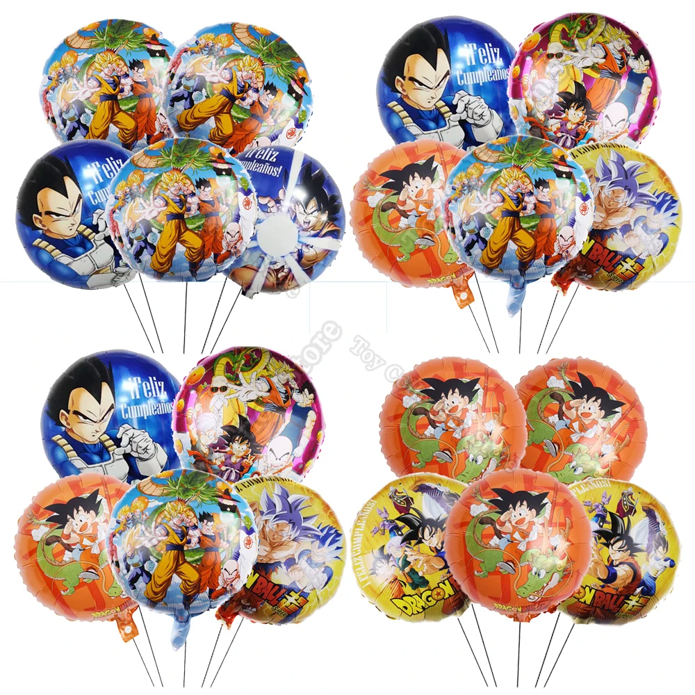 

5Pcs Dragoned Balls Z Son Goku Aluminium Film Ballon Festivel Gifts Party Decoration 18in Foil Helium Globos Party Supplies DIY