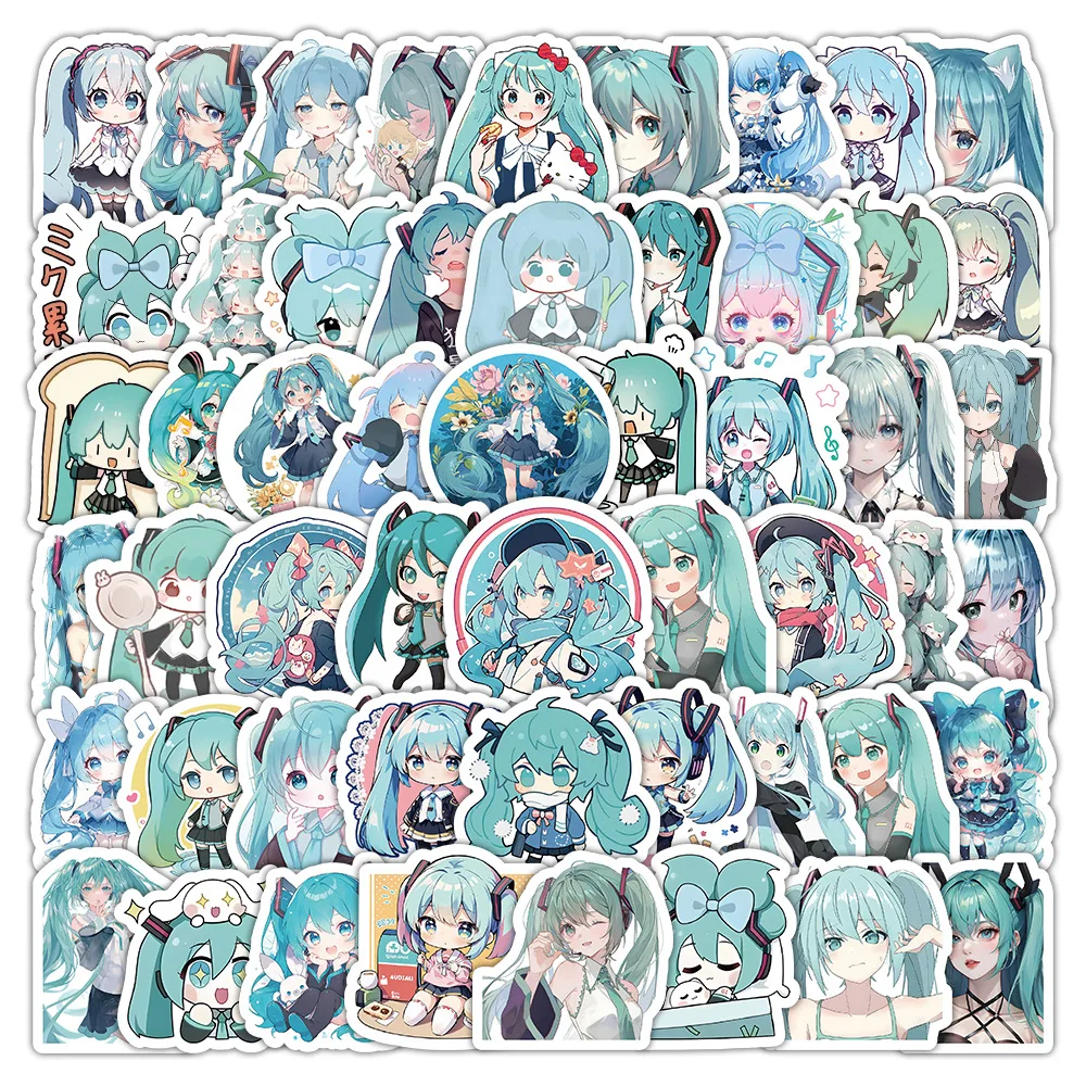 100 Cartoon Cute Hatsune Miku Anime Stickers Water Cup Phone Case Computer Backpack Cabinet Diy Self-Adhesive Waterproof Sticker