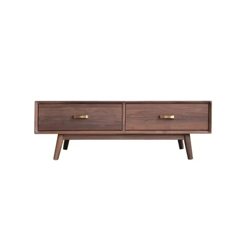 

z1qBlack Walnut Solid Wood Coffee Table Nordic Modern Minimalist Italian Style Light Luxury Japanese Style Solid Wood Living Roo