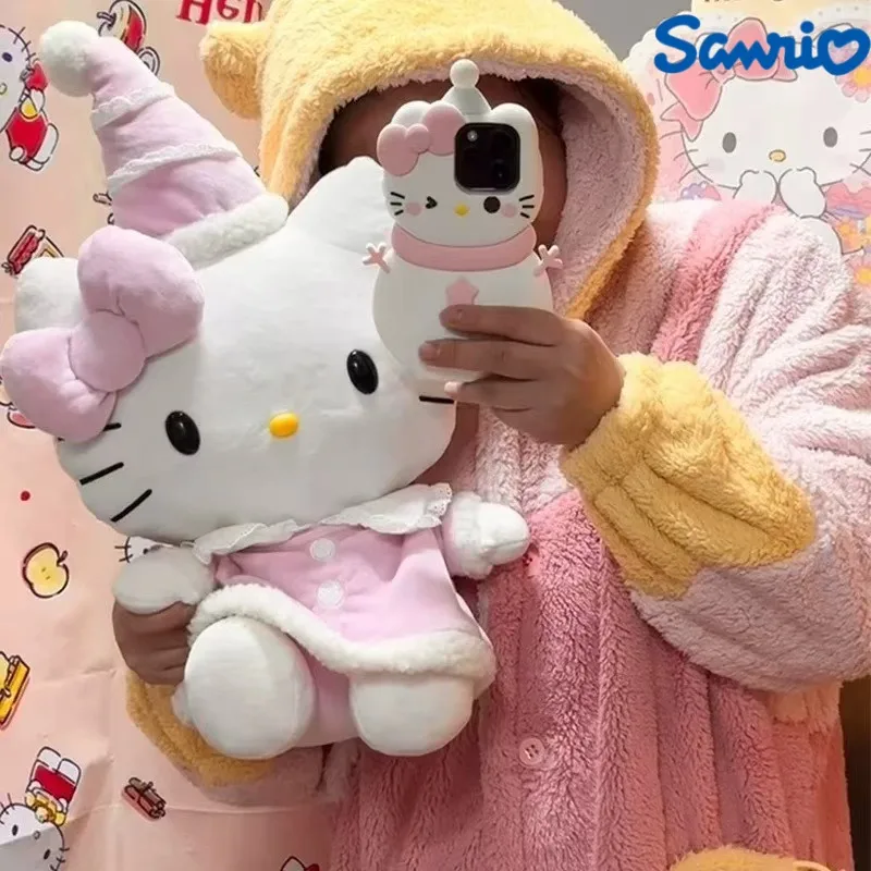 

45/55 см большой размер Hello Kitty шляпа на день рождения Sanrio аниме плюшевая кукла украшение плюшевая подушка Рождественский праздничный подарок