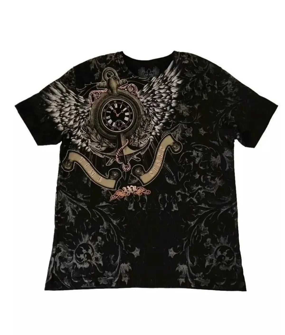 Fashionable new men's summer Gothic skull letter totem print micro elastic breathable round neck tshirt outdoor street top