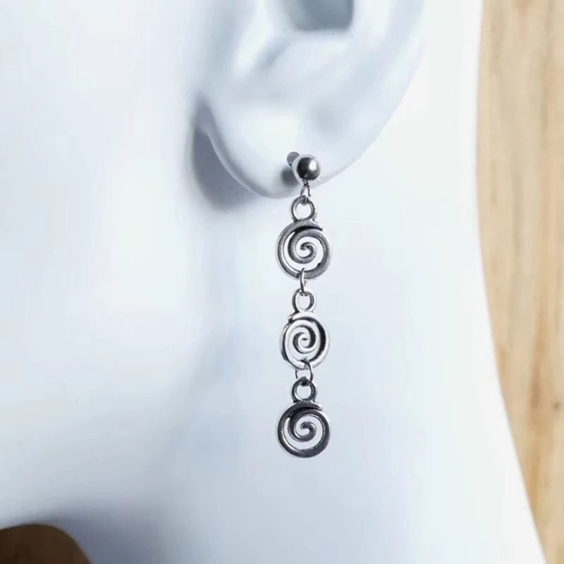 F42F Stylish Vortex Pattern Alloy Dangle Earrings Comfortable Swirl Ear Rings Stylish Accessory for Parties and Daily Use