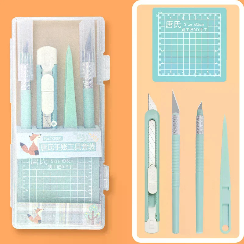 Complete DIY Scrapbooking Tool Kit With Pens, Carving Knives, Tweezers, And Cutting Mats – Non-Retractable Handle For Everyday