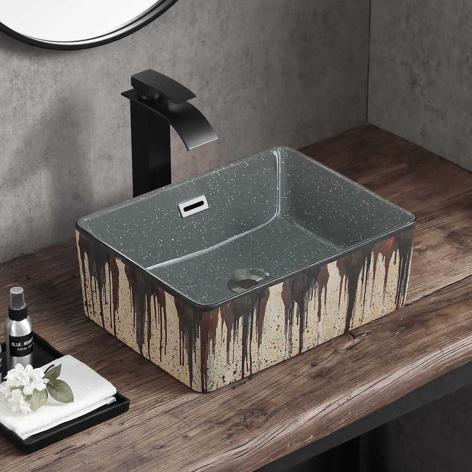 Ceramic square deepening platform basin embedded household integrated sink washbasin