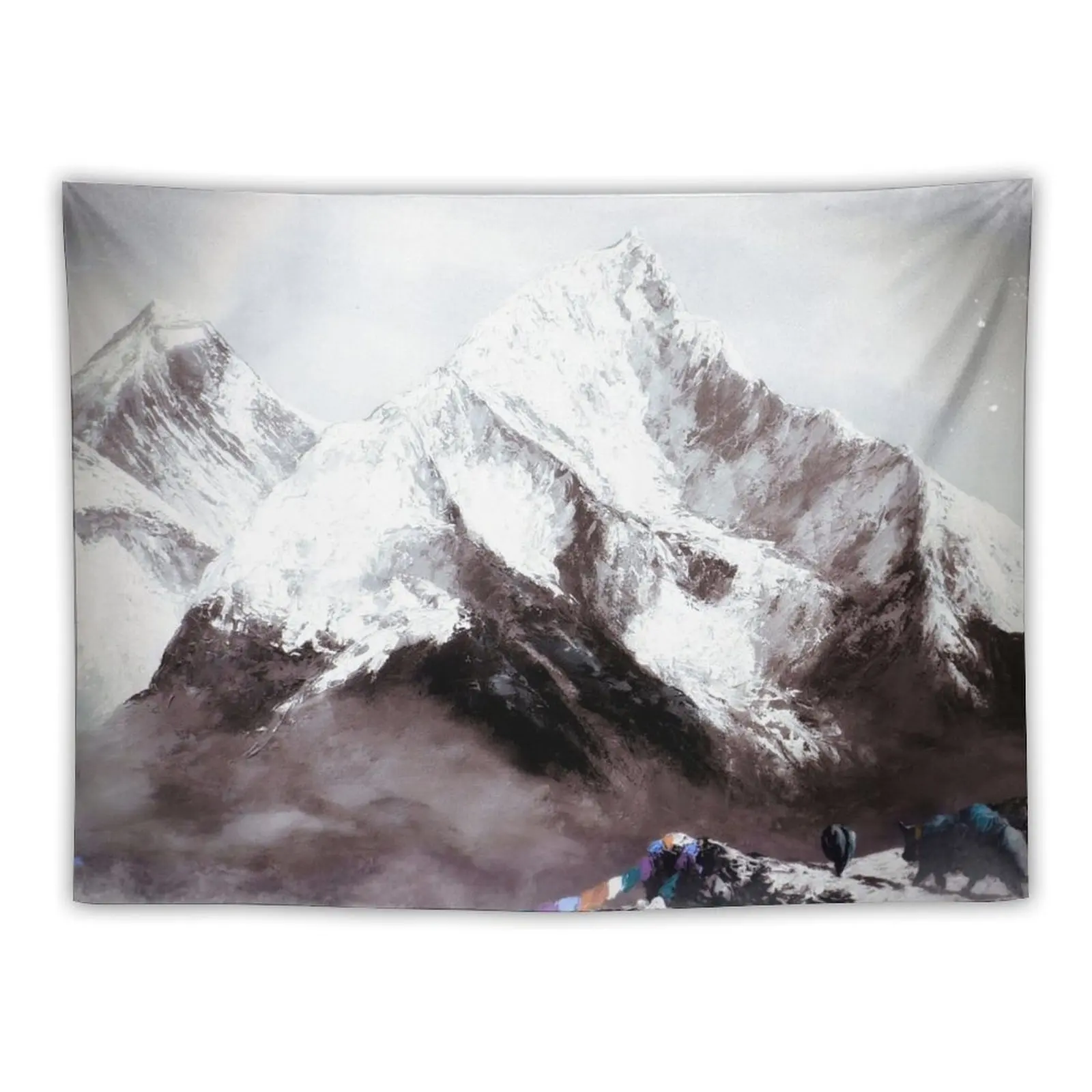 

Panoramic View Of Everest Mountain Painting Tapestry Wall Mural Aesthetics For Room Home And Comfort Decor Tapestry