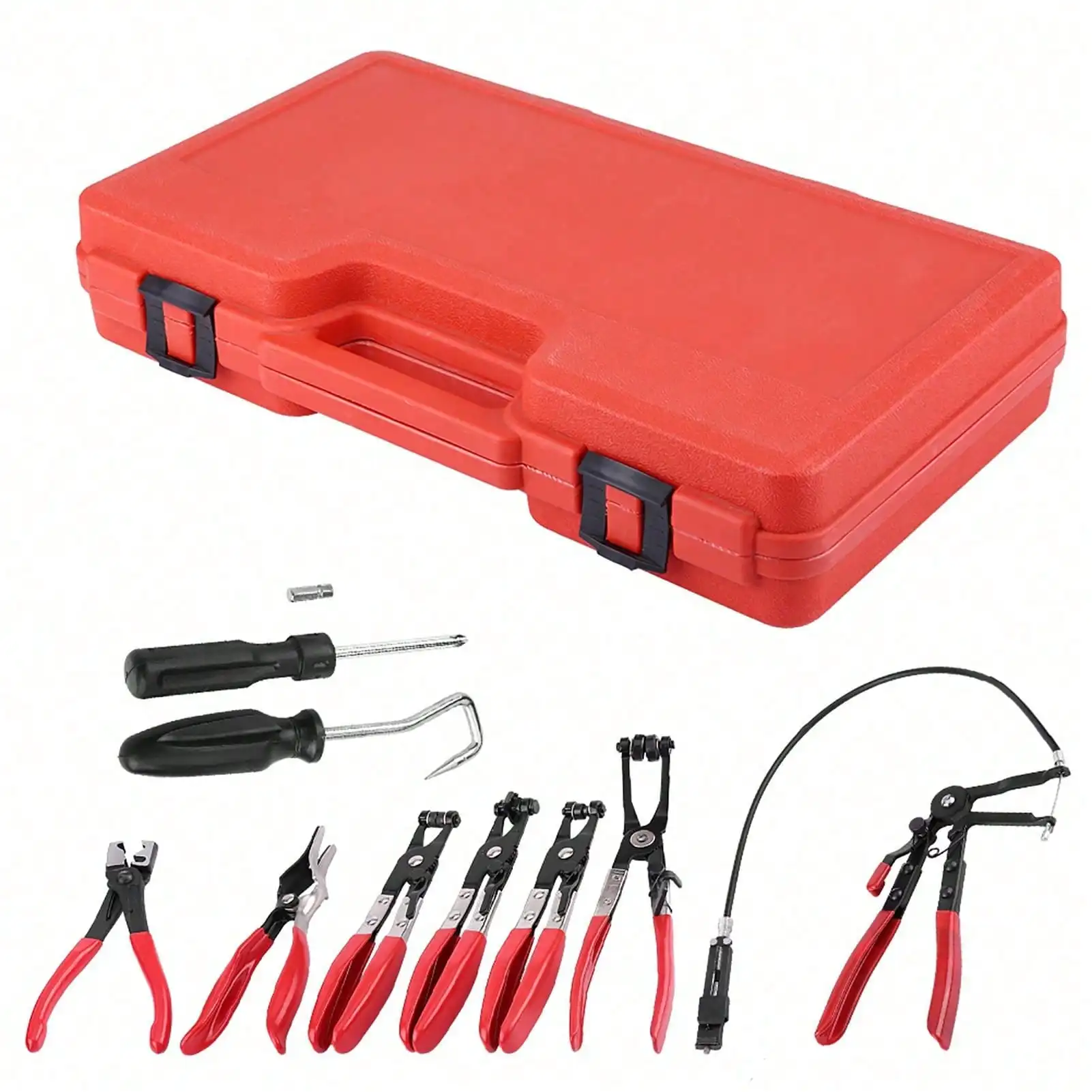 

Набор плоскогубцев для гибких хомутов из 9 предметов | Поворотная челюсть, плоская и угловая лента | Автомобильные инструменты