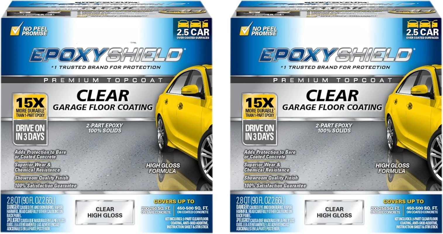 292514-2PK EpoxyShield Premium Clear Floor Coating Kit, 2.5 Car, Gloss Clear, 2 Pack