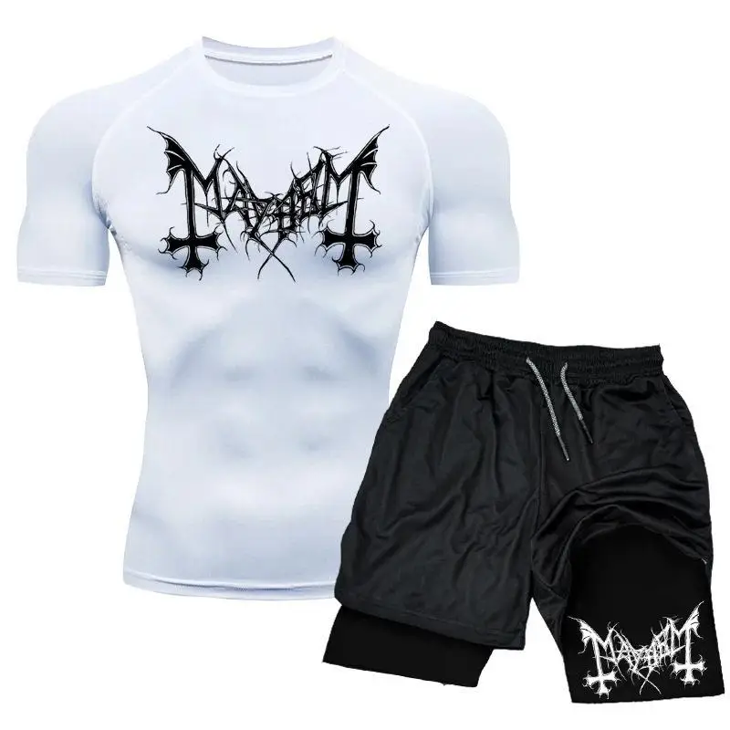 

Summer New Casual Fitness Sportswear Set Short Sleeve T-shirt And Short Pants Two-piece Set Trendy Men's Clothing