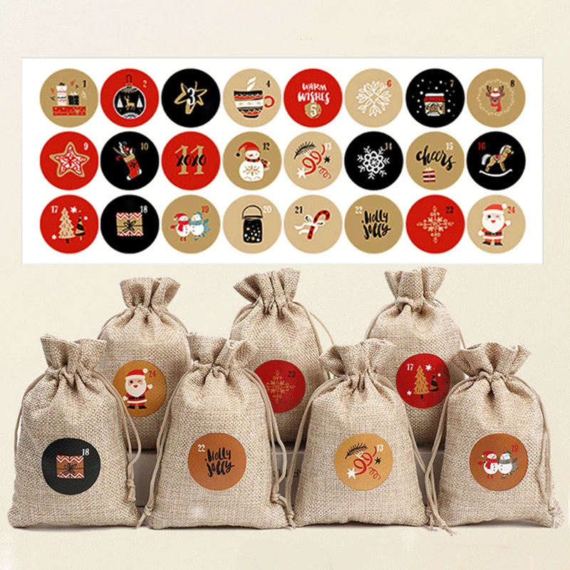 72Pcs Kerst Nummer Stickers Ronde Envelop Stickers Diy Scrapbook Cadeaupapier 2022 Kerstversiering Label