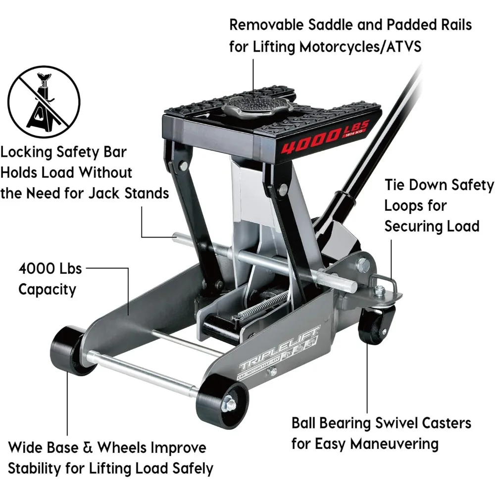 Dual-Purpose 2-Ton Capacity Floor Jack for Vehicles and Equipment with Safety Features