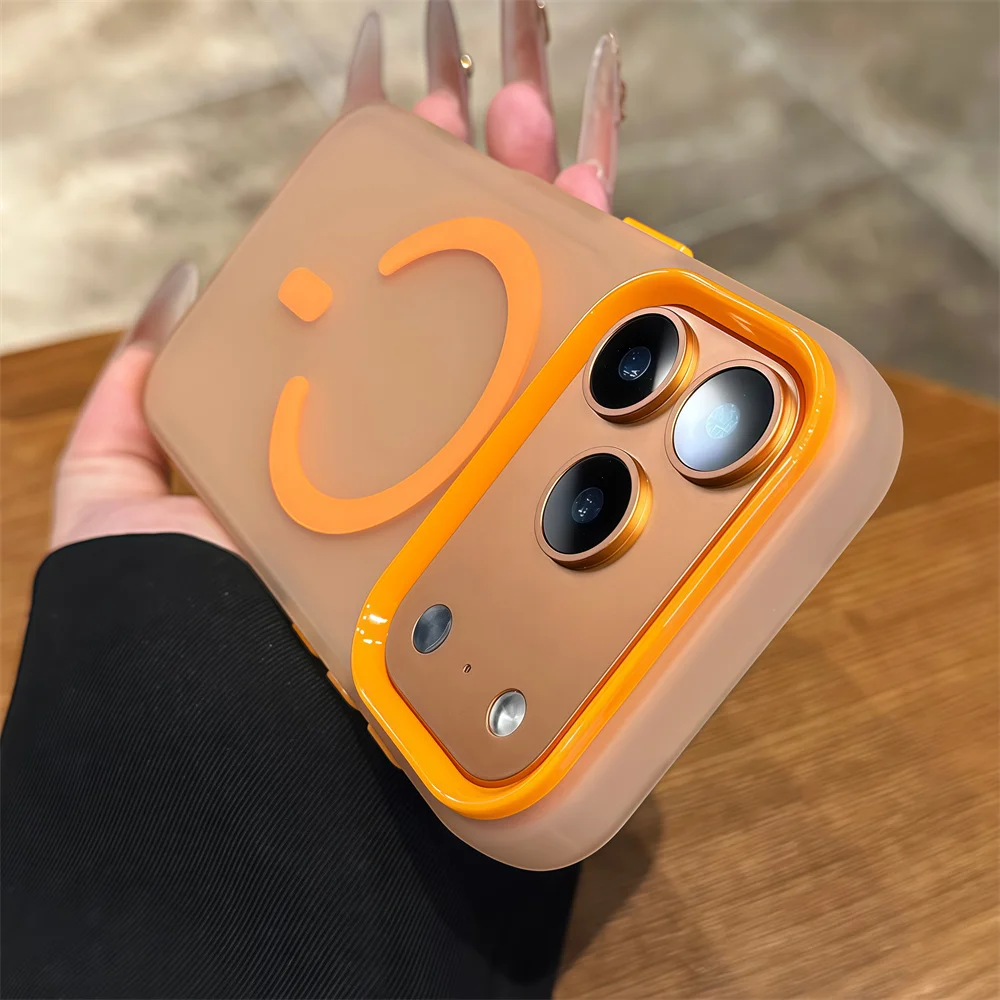 Funda magnética mate de doble capa para teléfono Mgasafe, funda de Color caramelo para iPhone 17 Air 16 15 14 13 12 11 Pro Max Plus