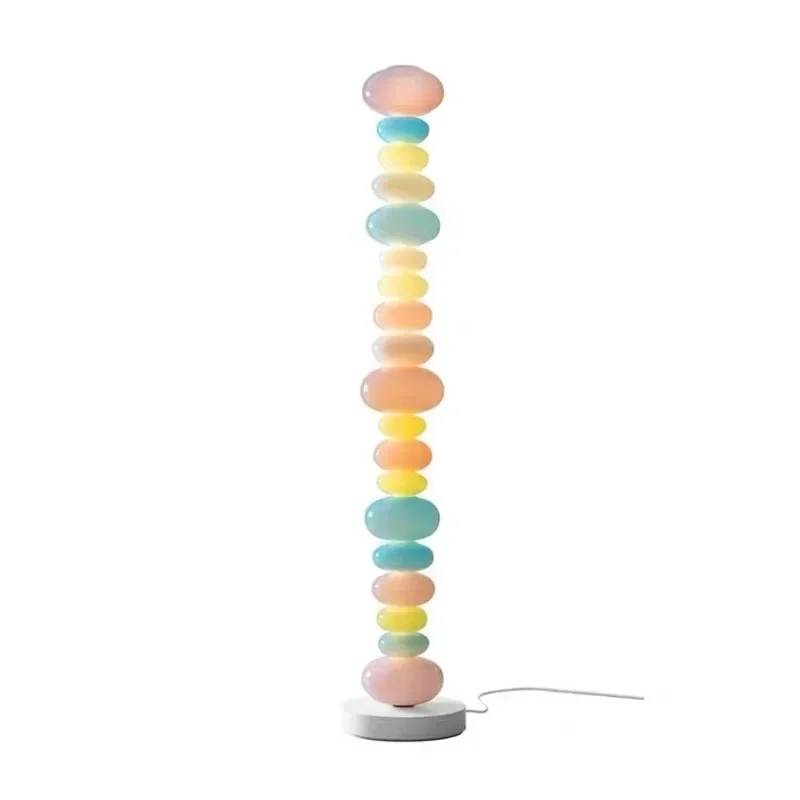 Candy rainbow floor lamp next to bedroom sofa Cream creative floor lamp