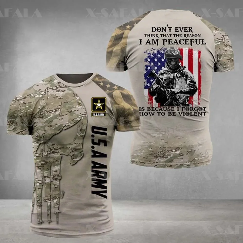 U.S Soldier-ARMY-VETERAN USA Country Flag 3D Printed High Quality T-shirt Summer Round Neck Men Female Casual Top-7