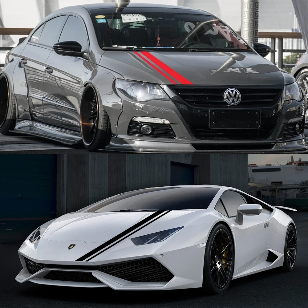 

Auto Decals Vinyl Film Long Stripe Car Hood Cover Sticker Car Racing Auto DIY Decoration Styling Stickers Car Tuning Accessories