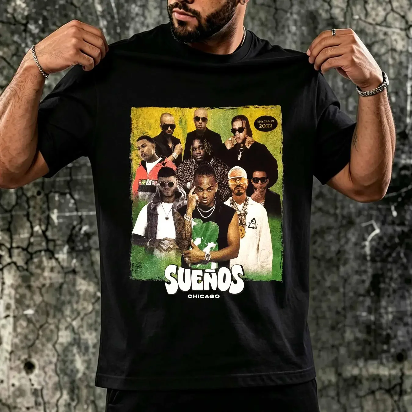 washed T Shirt Sz XL Suenos Chicago Music Festival 2022 Ozuna J Balvin Farruko Latino vintage Washed designer clothes