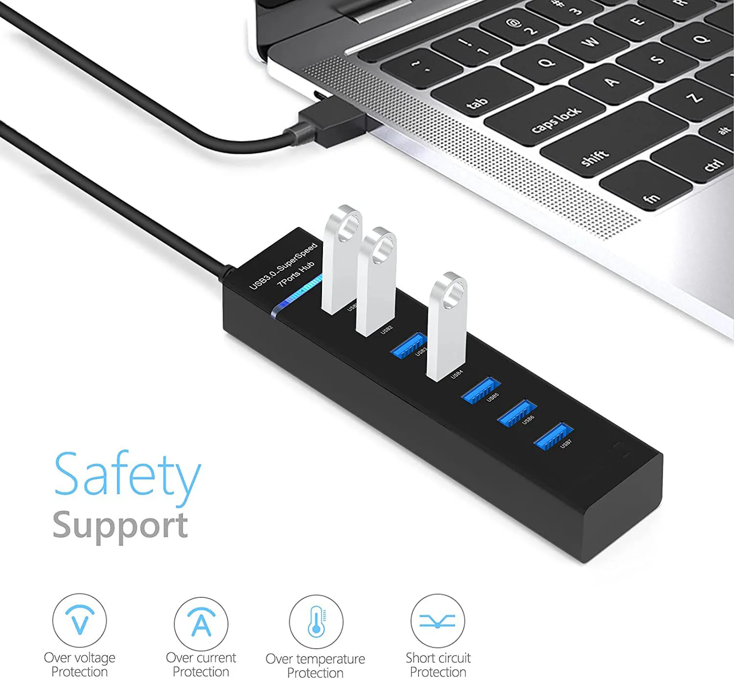 USB HUB USB Switch Hub 2.0 Adapter High Speed Multi 7 Ports Hub USB On Off Portable Splitter For Computer Laptop