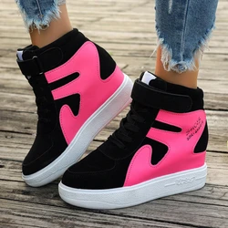 Sneakers Women New High Top Platform Casual Wedges Sneakers Autumn Winter Female Black Internal Increase Vulcanize Women Shoes