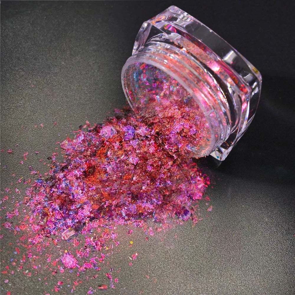 1jar Rainbow Mermaid Opal Pigment Nail Sequin Glitter Shiny Transparent Nail Powder Acrylic Powder Nail Decor For Music Festival