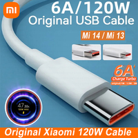 Original Xiaomi 120W USB Type C Cable Tipo 6A 67W Turbo Fast Charging For Mi 14 Ultra 13T Pro 12S Redmi Note 13 K70 Poco X6 Pad6