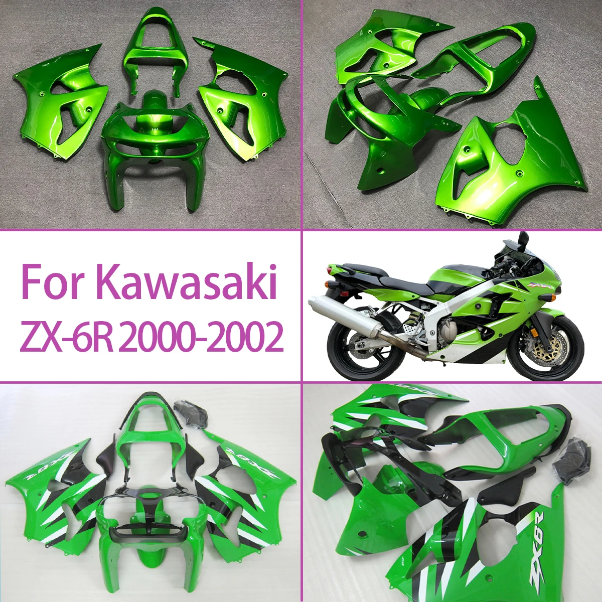 

Комплект крутых обтекателей 2000 2001 2002 ZX-6R, полный обтекатель мотоцикла, высококачественный АБС-пластик для 00 01 02 Kawasaki ZX-6R