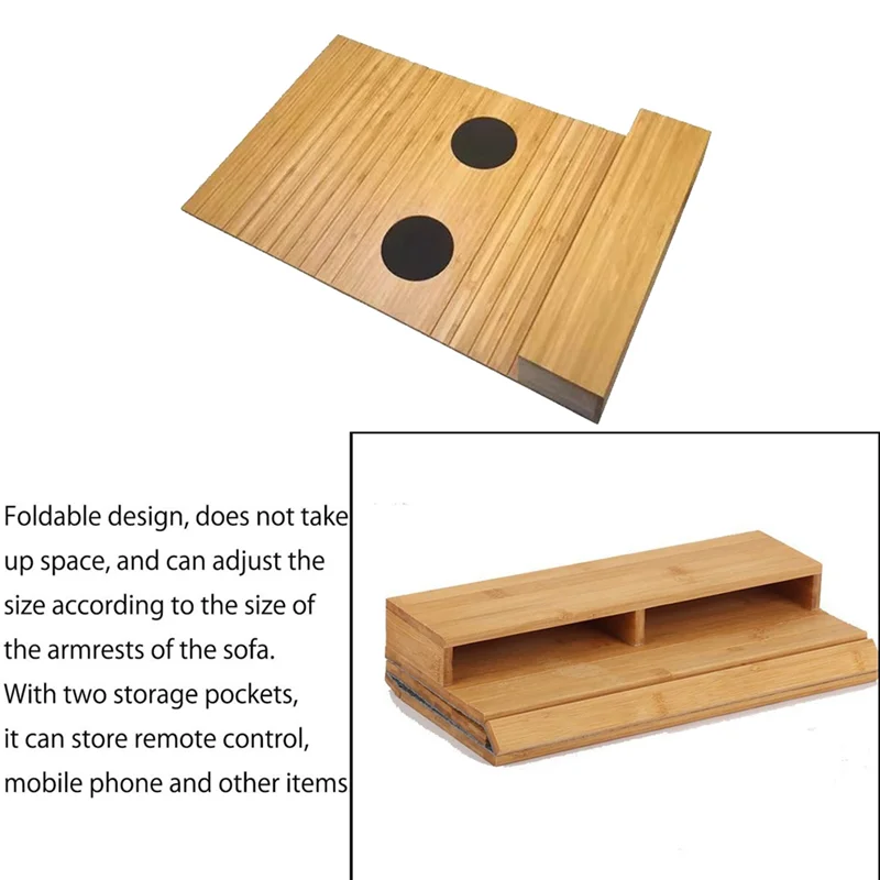 

Best-Couch Cup Holder Wood Multifunction TV Remote Holder Furniture Storage Bag Multi Foldable Couch Tray