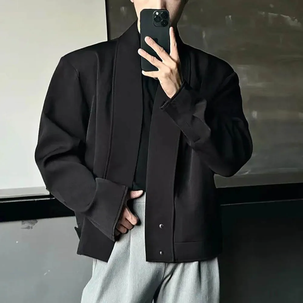 Autumn New Men's Solid Color Long-Sleeved Jacket American Retro Fashion Trend High Street Loose Casual Niche Men's Tops 2025
