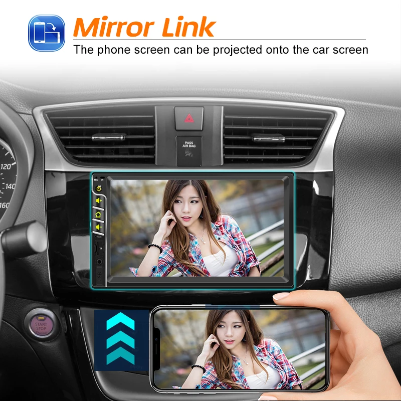 Univesal 7 Inch Car Radio Multimedia Video MP5 Player Auto Audio HD Touch Screen Bluetooth Mirorr Link USB AUX FM With Camera